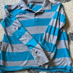 The Children's Place Teal and Gray Striped Polo